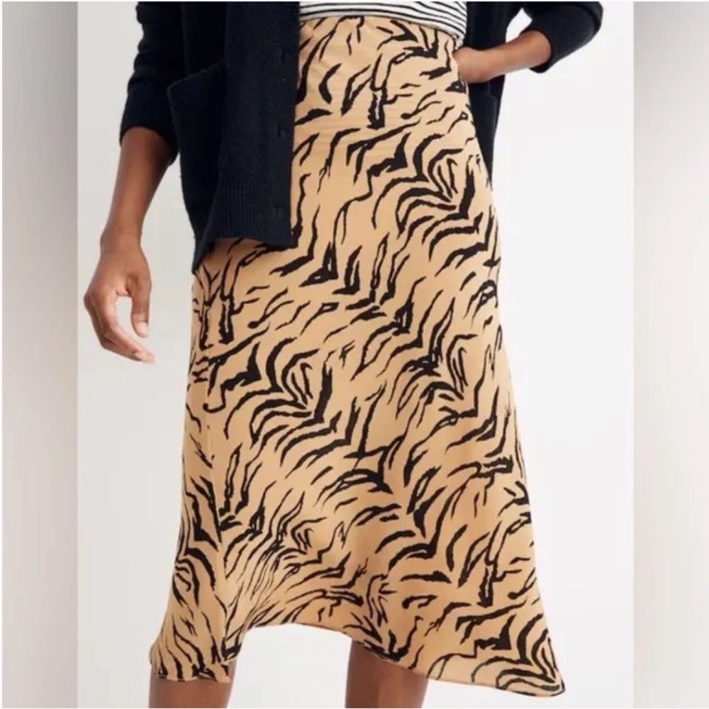 MADEWELL SILK ANIMAL PRINT SKIRT, SZ 4